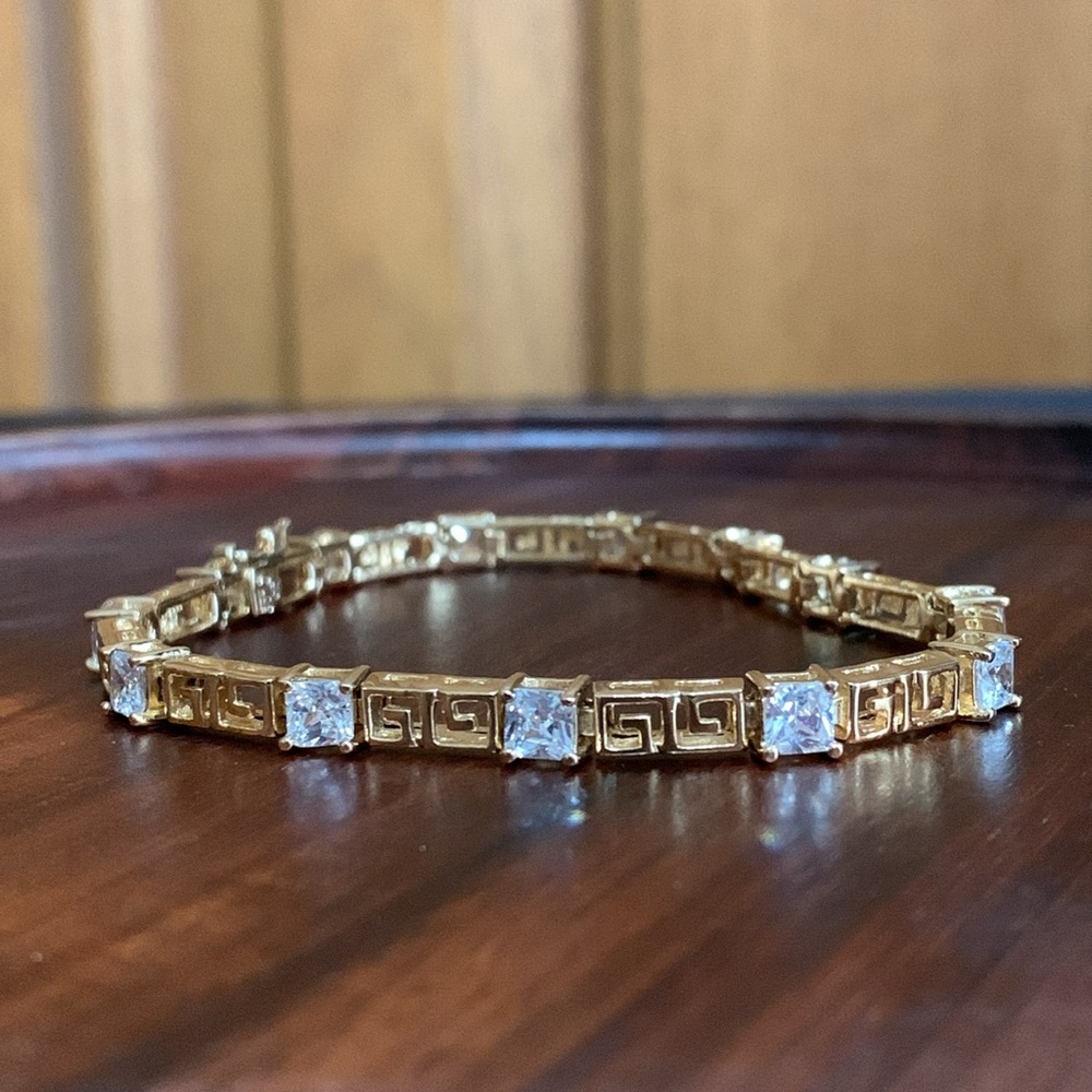 Gold plated 925 silver cz bracelet